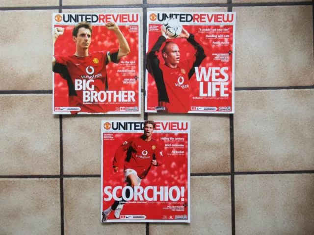 3 x Manchester United Home Football Programmes - Premiership  2003/2004 - Lot 6