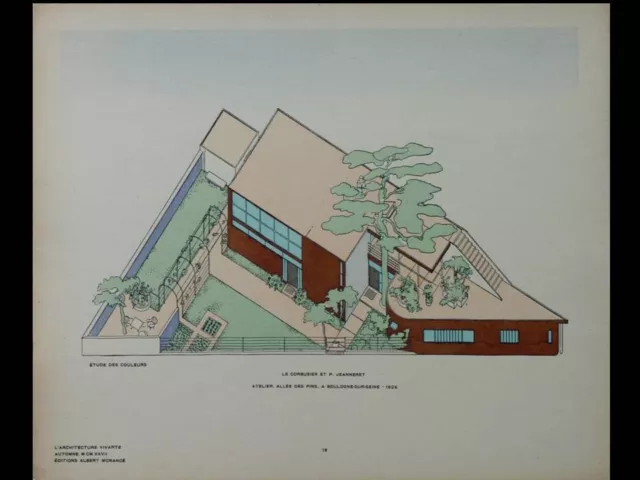 Le Corbusier - Jeanneret, Maison Ternisien, Boulogne Billancourt -Pochoir 1927 -