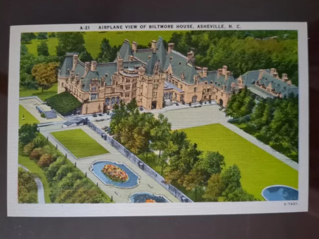 Airplane View of Biltmore House, Asheville, NC - 1930-50s Rough Edges