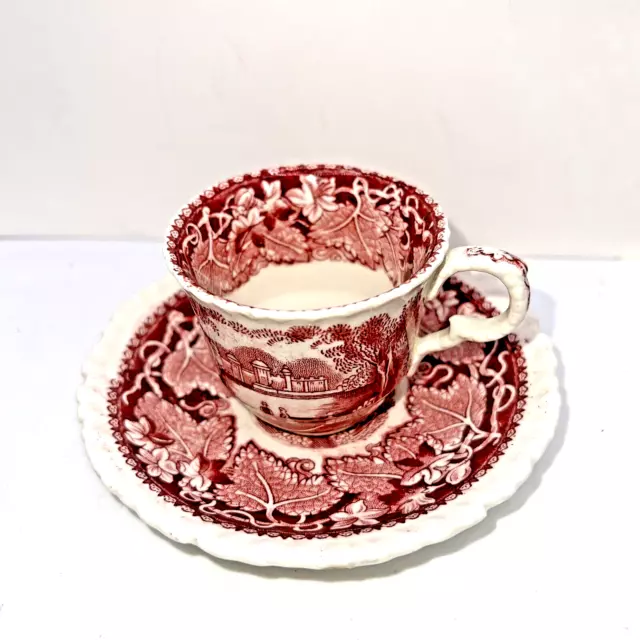 Vintage Mason's Vista Demitasse Teacup and Saucer Ironstone Scene - England