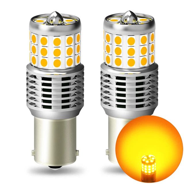 1/2Set AUXITO BA15S 1156 Amber LED Turn Signal Light Bulbs Error Free Anti Hyper