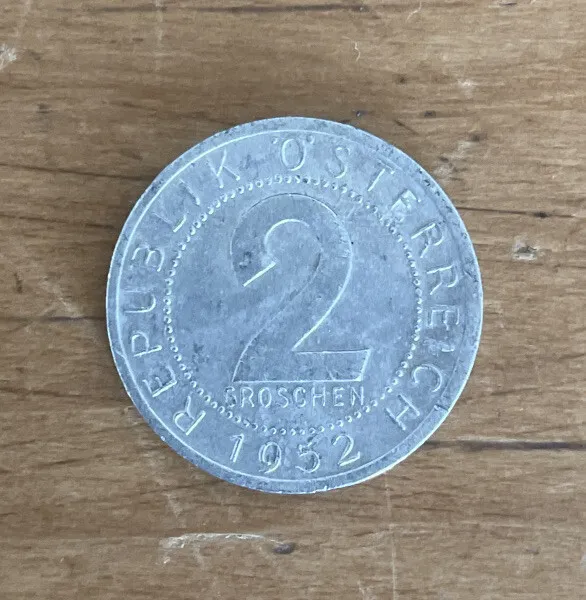 1952 Austria Osterreich 2 Groschen Coin