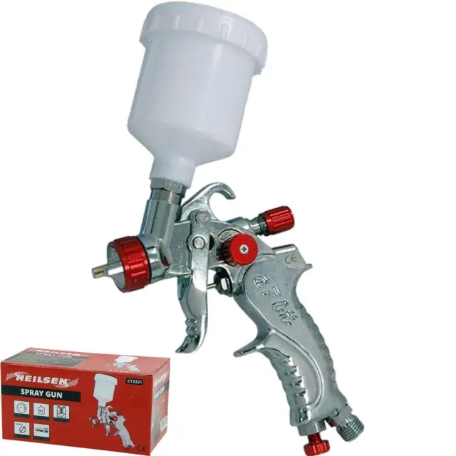 Neilsen Mini Touch Up HVLP Gravity Feed Spray Gun 120ml Cup With 0.8mm Nozzle