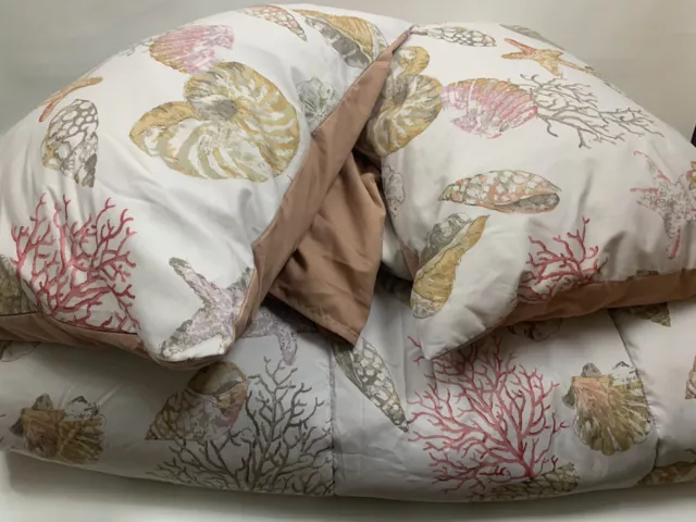 Bed Bath & Beyond SEASHORE Starfish Coral Comforter /Bed Skirt & Pillow, SZ FULL