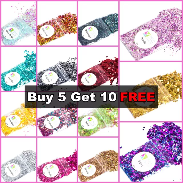 CHUNKY Festival Glitter 5g bag, Face Eye Body Hair Tattoo Cosmetic Glitter Party