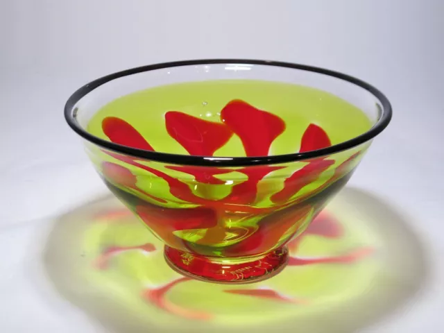 Signed Pauline Delaney Glass Yellow Bowl “Passion” — Australian Glass Artist