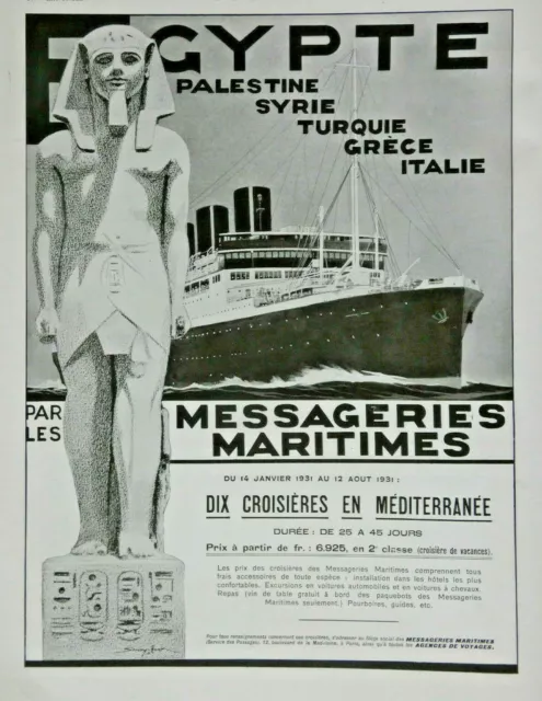 1931 Press Advertisement Sea Messenger Cruises Eegypt Palestine Greece