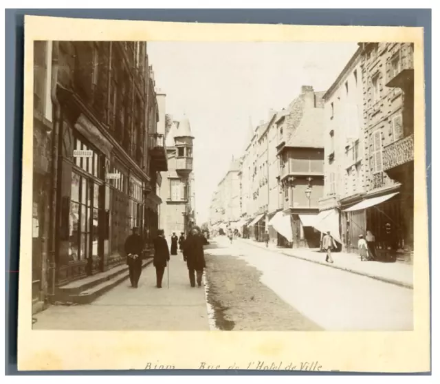 France, Riom, Rue de l&#039;Hôtel de Ville  Vintage citrate print. Tirage citr