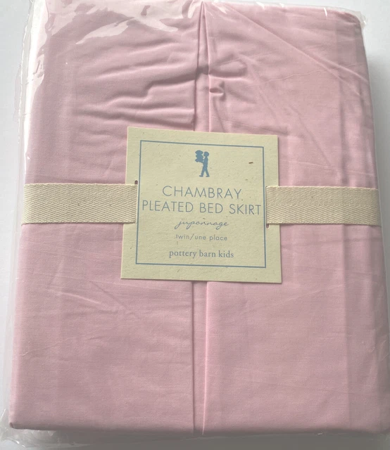 Falda de cama Pottery Barn Kids plisada orgánica algodón rosa talla doble NUEVA