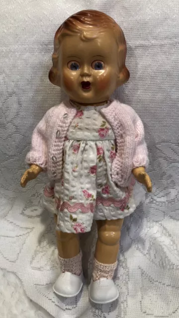 Vintage 1950’s Hard Plastic 11” Doll Sleep Eyes Molded Hair