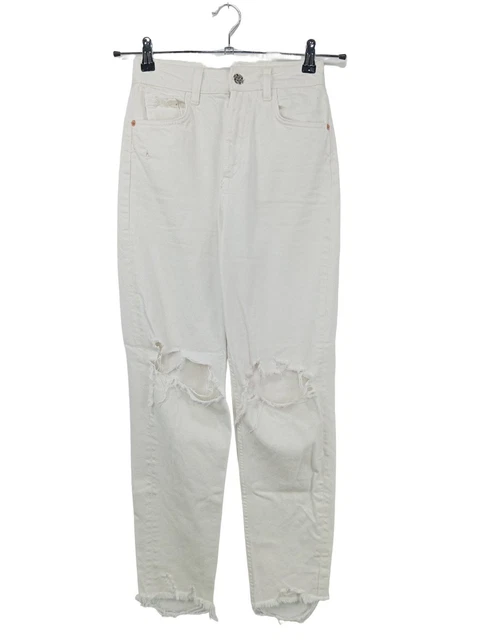Jean Stretch Blanc Zara Taille Haute 36/38 - Modèle Extra, Coupe Regular - Occasion Très Bon état