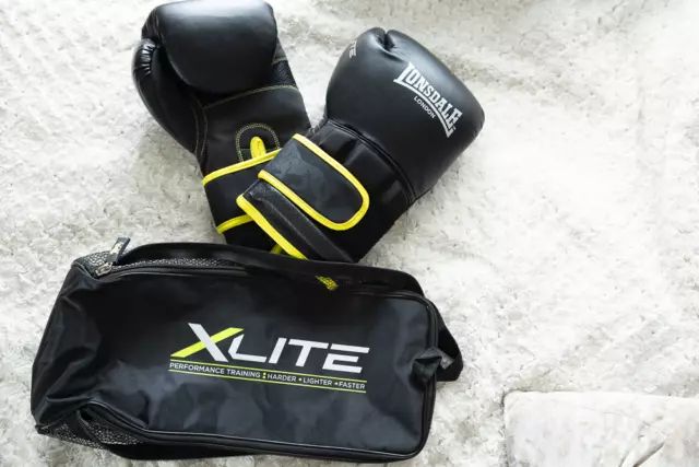 LONSDALE X LITE BLACK Boxing Training Gloves 16oz With Bag 27.00 PicClick UK