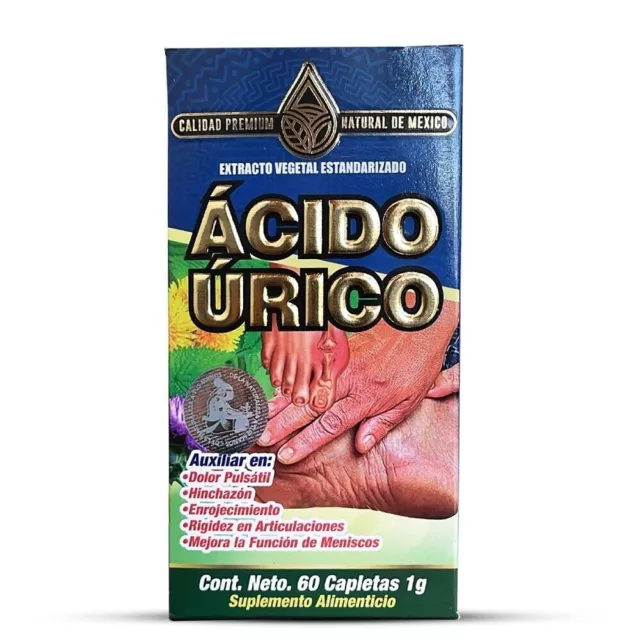 Natural Acido Urico Uric Acid Supplement 60 Caplets 1g. Organic Vegan