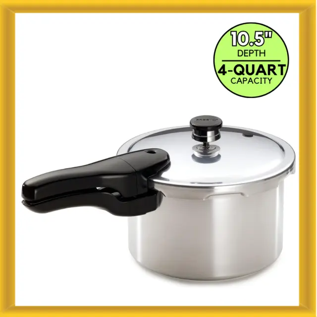 New Presto 01241 10.5" 4 Quart Capacity Dishwasher Safe Aluminum Pressure Cooker