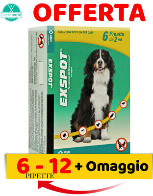 Exspot 2 ml  6 / 12 Pipette per Cani da 41 kg a 55 kg → Antiparassitario Spot on