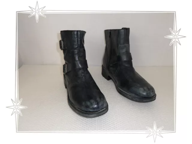 H  -  Bottines Gris / Noir Aspect Vieillit en Cuir   Le Temps des Cerises P 41