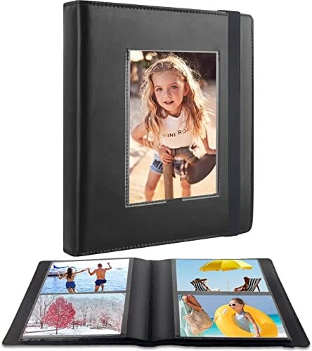 Álbum de fotos 4x6 fotos cubierta de cuero PU libro fotográfico página interior con negro