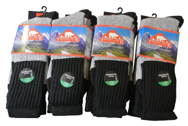 3, 6, or 12 Pairs Thermal Gear Socks Boot Hiking Warm Winter Mens Fit shoe 9-15