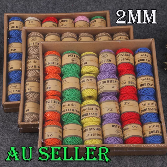 AU 10-240m Natural Jute TWINE String Cord Scrapbooking Wedding Gift Wrap Tags