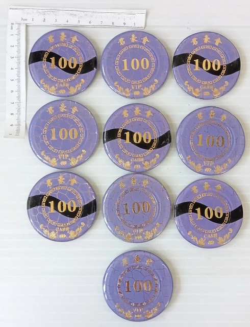 AOP China unidentified Gambling Ship $100 Casino Chips x 10