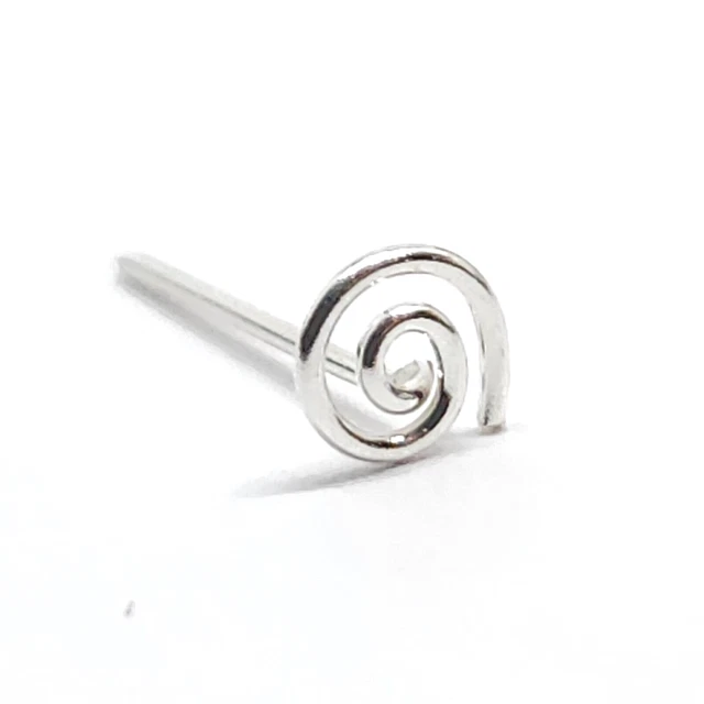 Stud de nariz Espiral Espiral Twirl 22g (0.6mm) 925 Plata Espiritual...