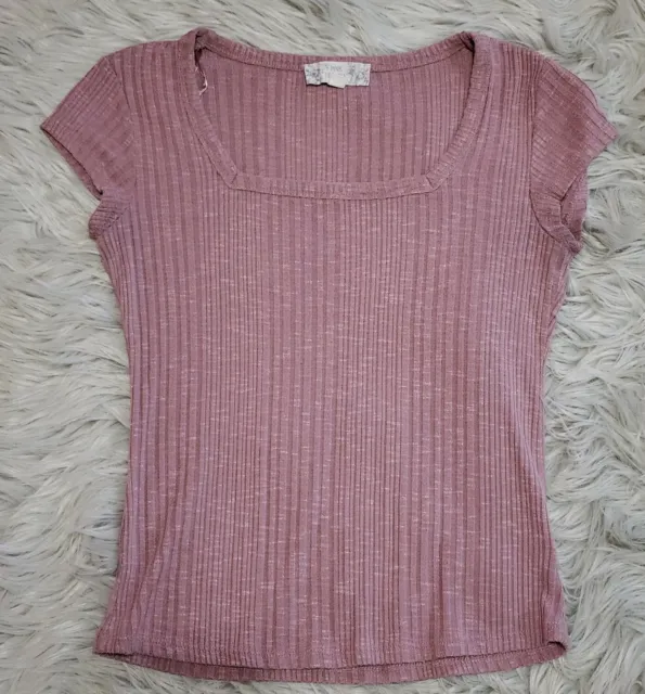 Pink Republic Shirt Women's Size Small Pink  Cap Sleeve  Ribbed Knit Top