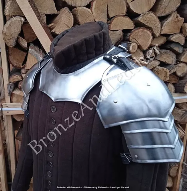 M set pair of pauldrons with gorget steel larp armor
