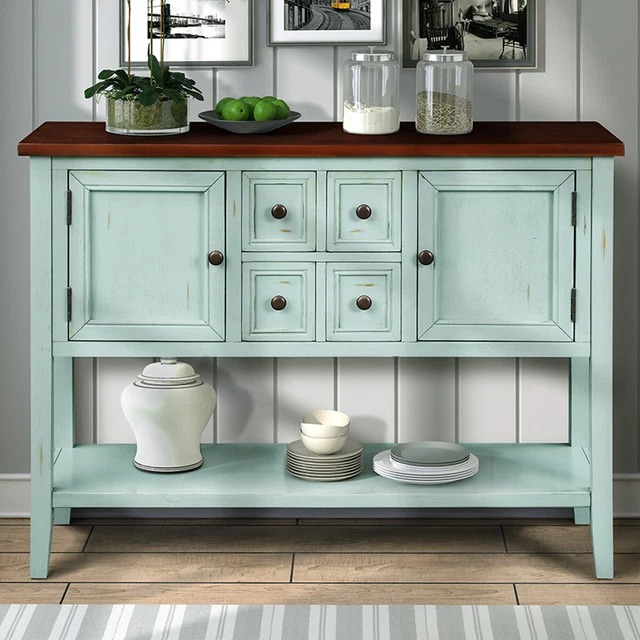 Vintage Elegant Buffet Sideboard Cabinet Console Table w/ Bottom Shelf & Drawers