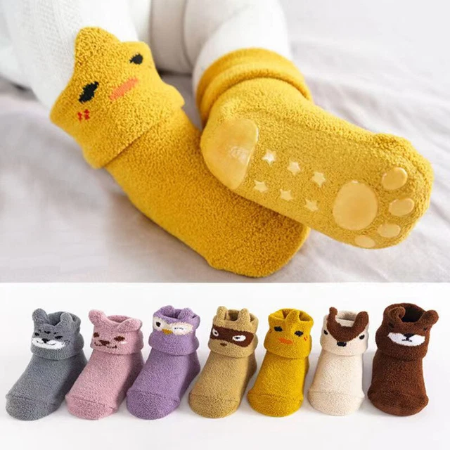 Cartoon Baby Toddler Anti-slip Floor Socks Girls Boys Kids Winter Fuzzy Slippers