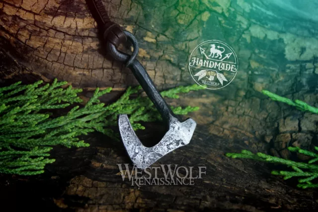 Hand-Forged Viking Axe Pendant - Norse/Blacksmith/Jewelry/Necklace/Ax/Iron