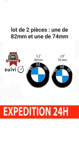 2x BMW Insigne logo Capot Emblème 74 et 82mm E46 E90 E92 E60 E34