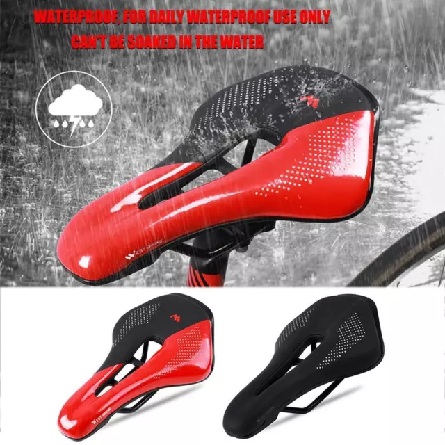 fr WEST BIKING MTB Saddle PU Leather MTB Road Bike Hollow Breathable Seat Cushio