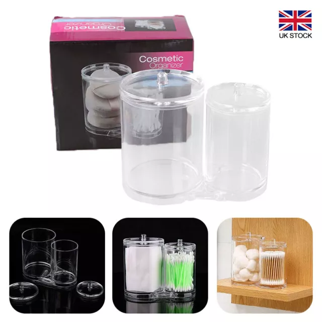 Cotton Wool Ball Swab Makeup Holder Jar Pad Container Organiser Dispenser Clear