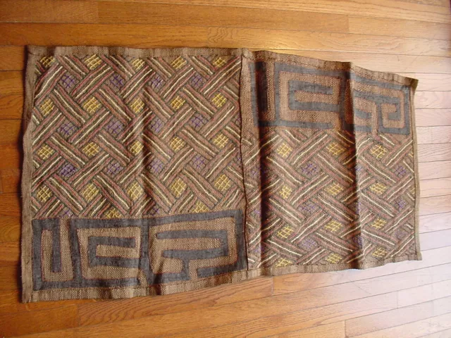 Vintage handmade African art Large Kuba Cloth Fabric Zaire Congo-DRC#13 Tapestry