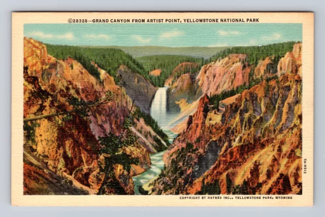 Yellowstone National Park, Grand Canyon Artist Pt Series #28328 Vintage Postcard