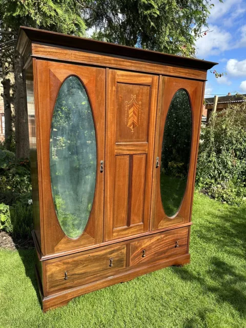 Antique Edwardian Mahogany Double/Triple Wardrobe