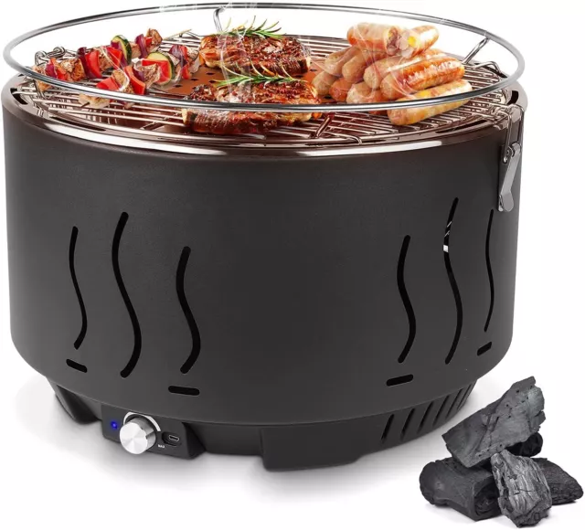 Grill Tischgrill Rauchfreier Holzkohlegrill Raucharm Grillerette mit Ventilator