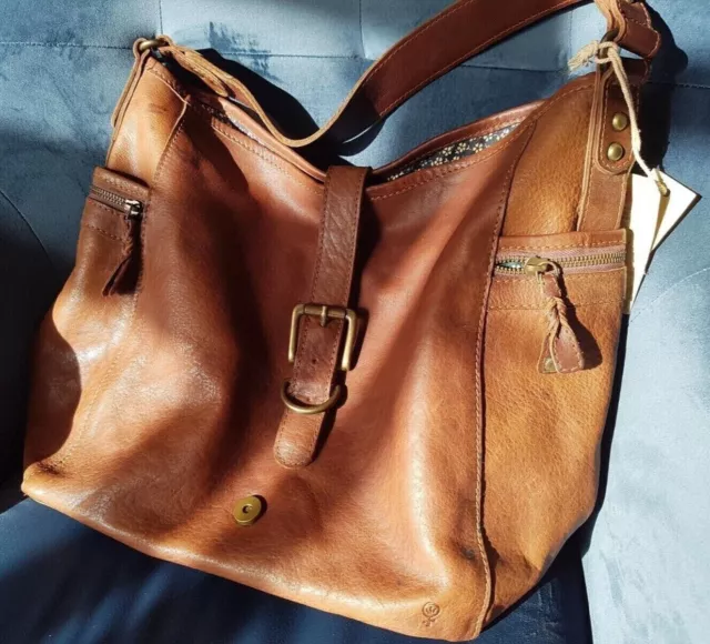 FAT FACE Genuine Leather Brown Top Handle Cross Body Bag