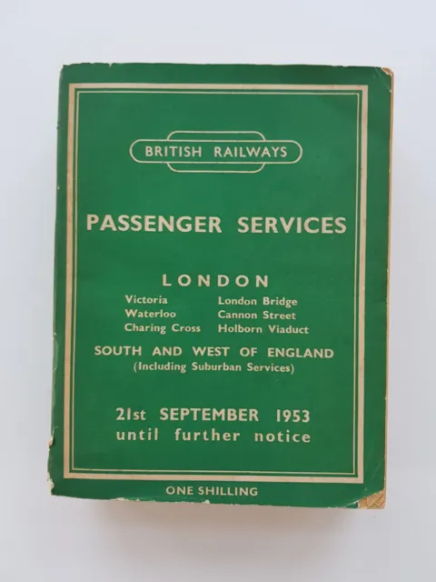 British Railways Southern Region Passenger Timetable Sep 1953 inc Map