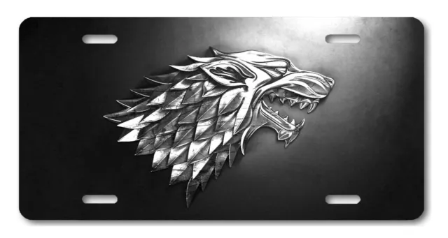 House of Stark ART License Plate Game of Thrones Direwolf fantasy Tag Grey