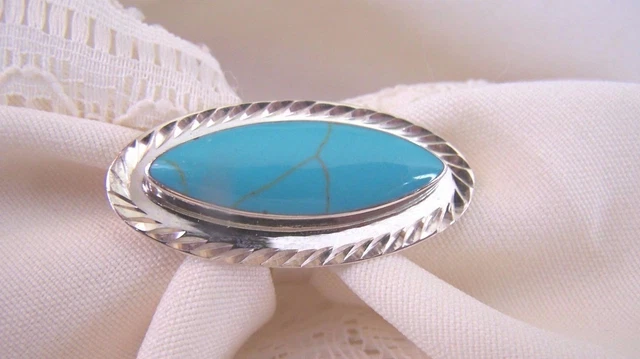 Turquoise Taxco  Estate Ring Sterling Silver  925  ATI!!   Size 6  NEW!!