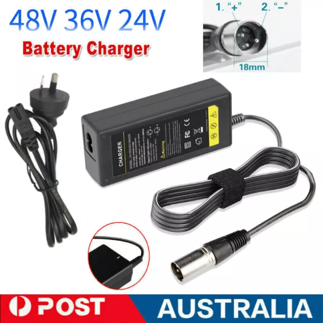 Li-ion Lithium Battery Charger For Electric Bicycle E-bike 36V 42V Volt 48V AU