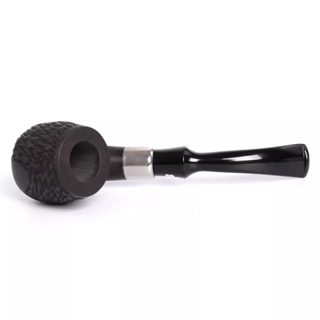 Ebony Wooden Carved Tobacco Pipe Handmade Bent Curved Stem With Decoration Ring 3