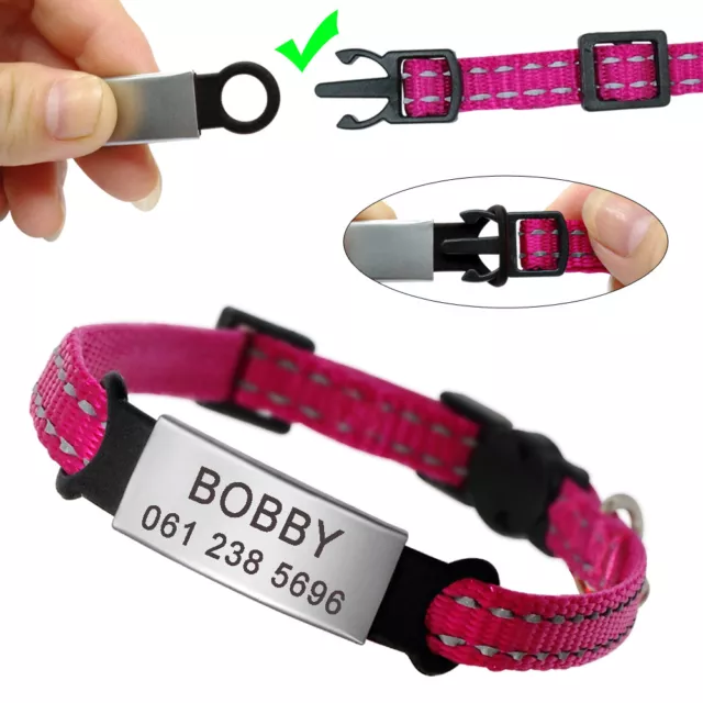 Quick Release Cat Collar Reflective Collars with Slide On Cat Tags Name Engraved 3