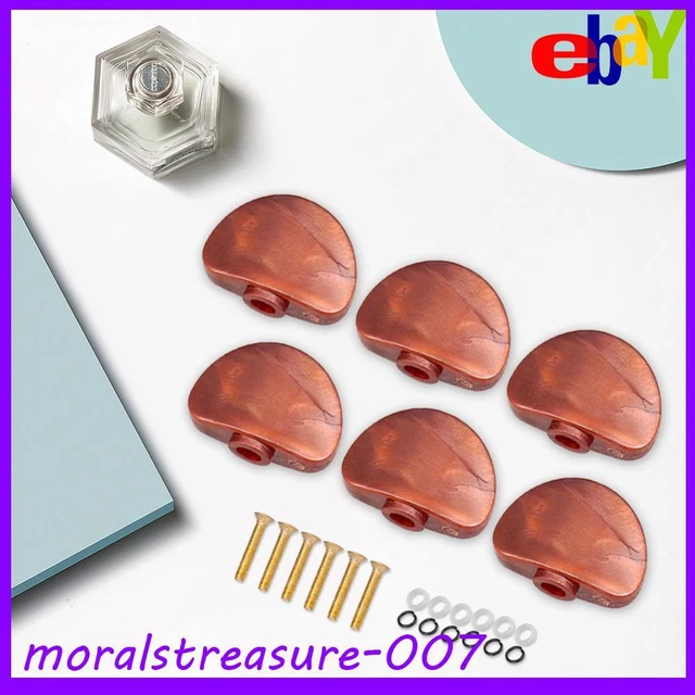 6Pcs Guitar Tuning Pegs Buttons Tuning Key Replacement with Golden Srew (Coffee)