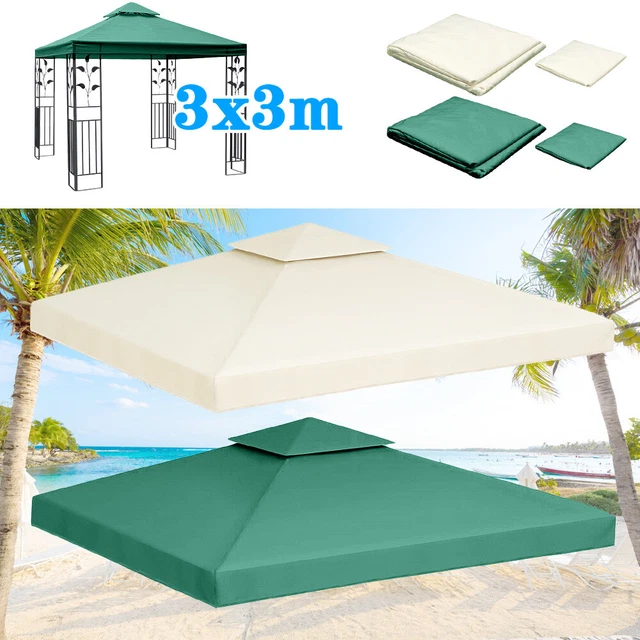 UV Schutz Garten Inoamity Gazebo Ersatzdach 3x3m – Wasserdicht, UV-Schutz 95%, Für Pavillons, Camping & Garten Pavillon 3x3