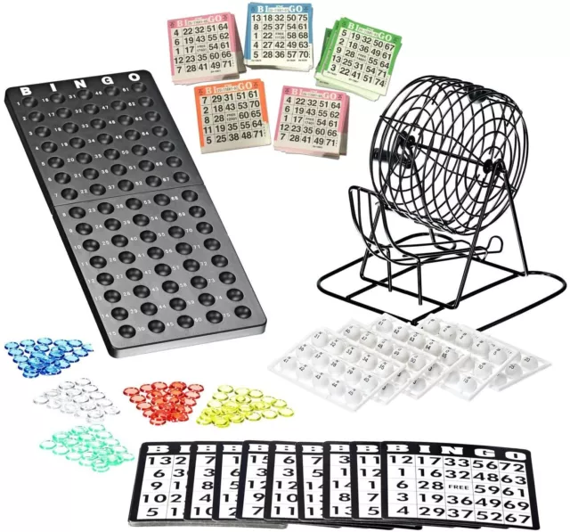 Bingotrommel Bingomühle Lotto Trommel XXL Set Metall mit 500 Bingokarten NEU OVP