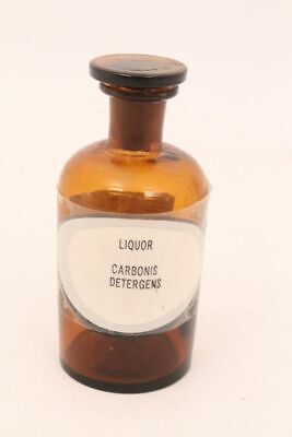 Apotheker Flasche Medizin Glas braun Liquor Carbonis Detergens Deckelflasche 2
