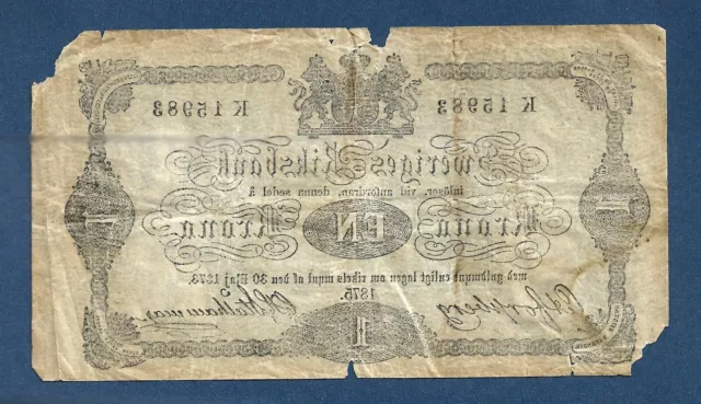 (DN) Sweden Suecia 1 Krona 1875  P-1b aFine 2