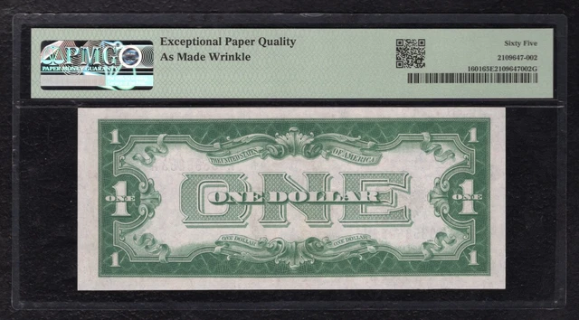 Fr. 1601 1928-A $1 “Funnyback” Silver Certificate “K-A Block” Pmg Gem Unc-65Epq 2